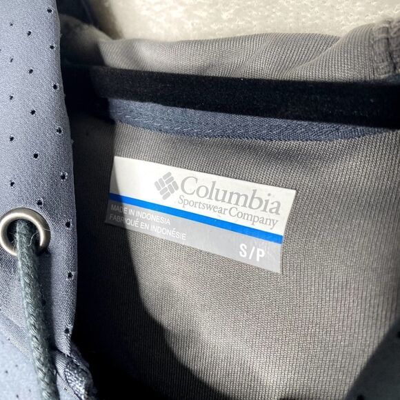Columbia Colorblock Full Zip Athletic Perforated Hoodie Jacket Blue Gray Small - Picture 4 of 11